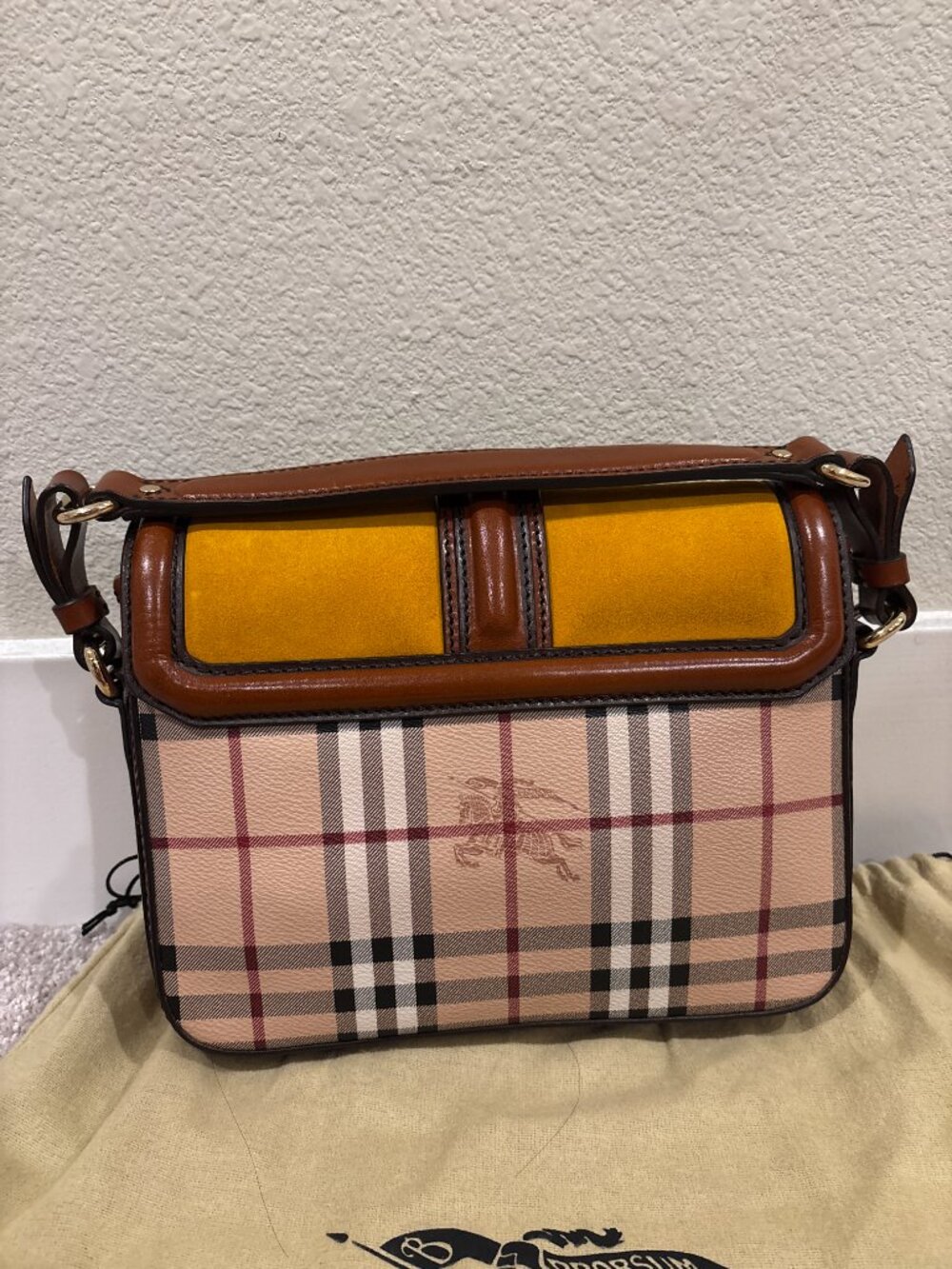 Burberry Haymarket Check Multicolor Top Handle Crossbody Bag - Picture 8 of 16